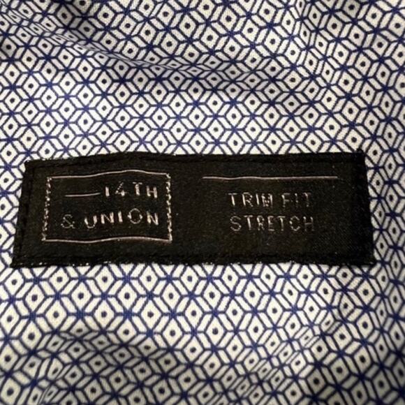14th & Union Blue & White Button Down Dress Shirt - Picture 4 of 5
